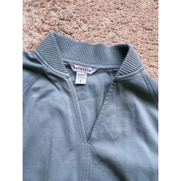 Athleta EastBound V-Neck Pullover Sweatshirt Teal Small Lightweight Layer Lounge - Picture 8 of 10